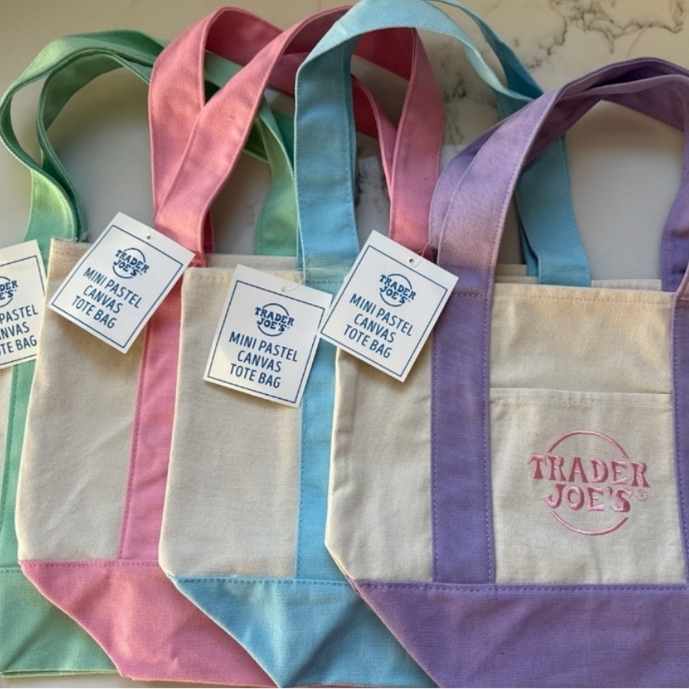 Trader Joe's Mini Pastel Canvas Tote Bags